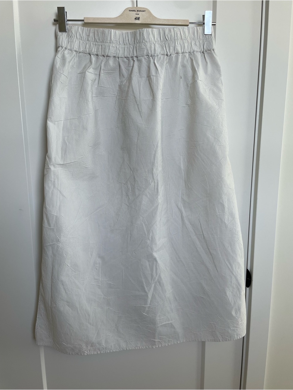COS  Crinkled Pinstripe midi skirt in black and white size 6 - Picture 5 of 10